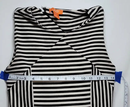 Joe Fresh size XS sleeveless striped dress with V-neck and measuring tape across bust