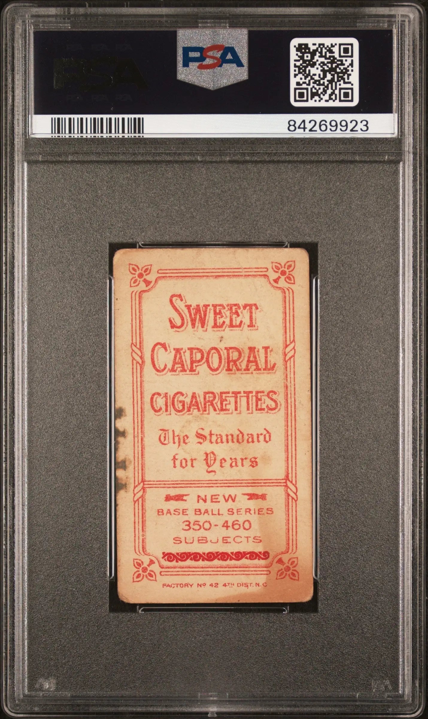 Vintage Joe Lake 1909-11 T206 Sweet Caporal pack in PSA holder with authentication label