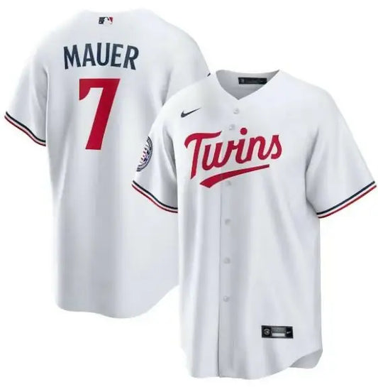 White Minnesota Twins Joe Mauer 2024 Hall of Fame Home Replica Baseball Jersey