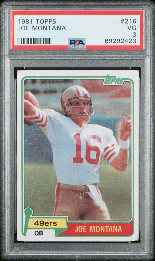 Graded 1981 Topps Joe Montana football trading card PSA 3 Very Good