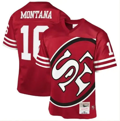 Red Joe Montana San Francisco 49ers 1990 throwback jersey with 16 on front and back