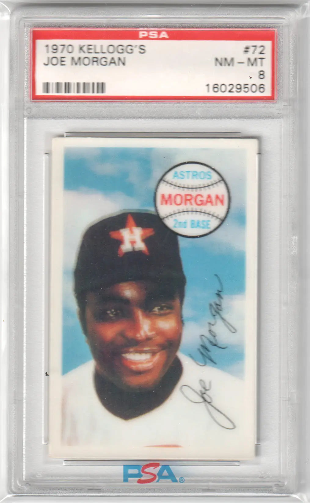 Graded 1970 Kellogg’s Joe Morgan baseball card PSA 8 NM from Columbia Hobby