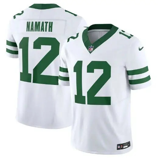 White and green Joe Namath New York Jets Nike Alternate Vapor jersey for Jets Nike alternate fans