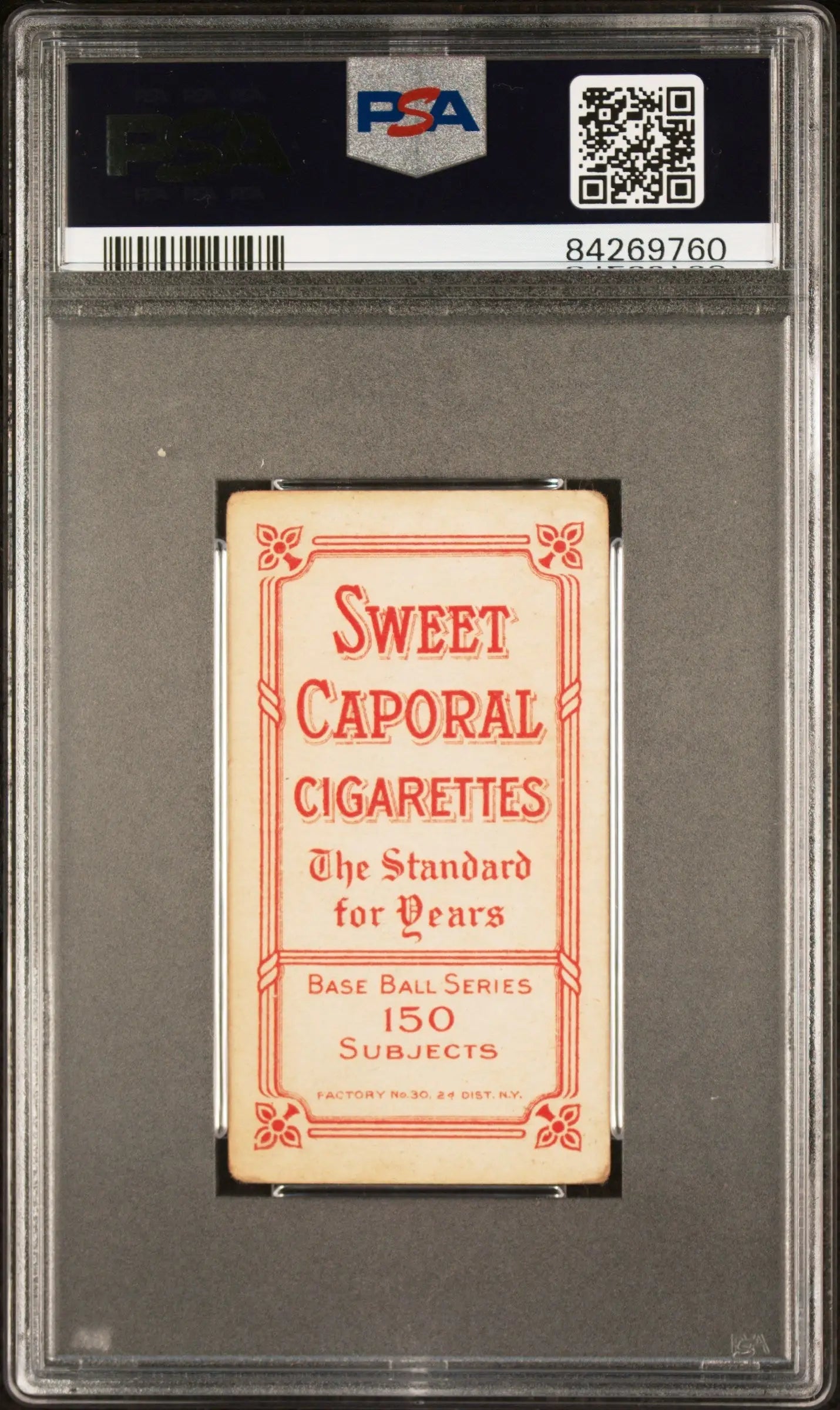 Joe Tinker 1909-11 T206 Sweet Caporal 150/30 in PSA 3 grading case for collectors