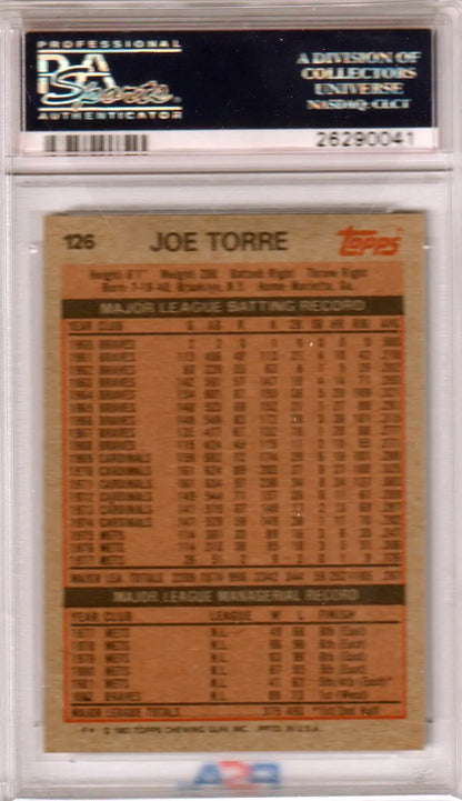 Graded Joe Torre baseball card from Topps Joe Torre series at Columbia Hobby