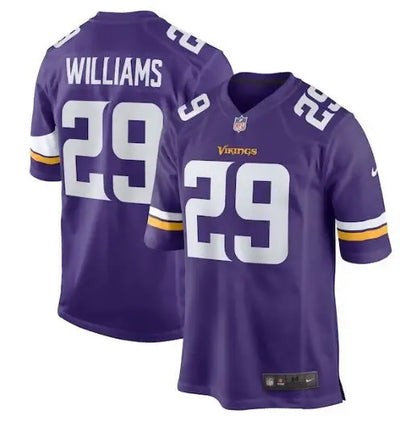 Purple Minnesota Vikings Joejuan Williams football jersey with number 29 and WILLIAMS on back