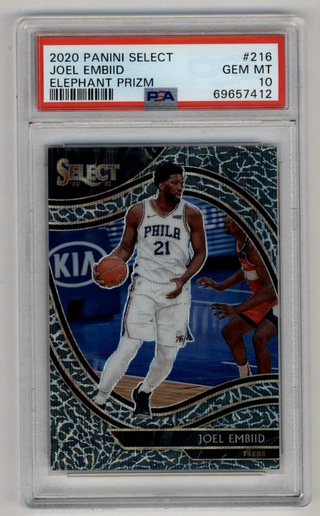 Joel Embiid 2020-21 Select Prizms Elephant basketball card PSA 10 Gem Mint