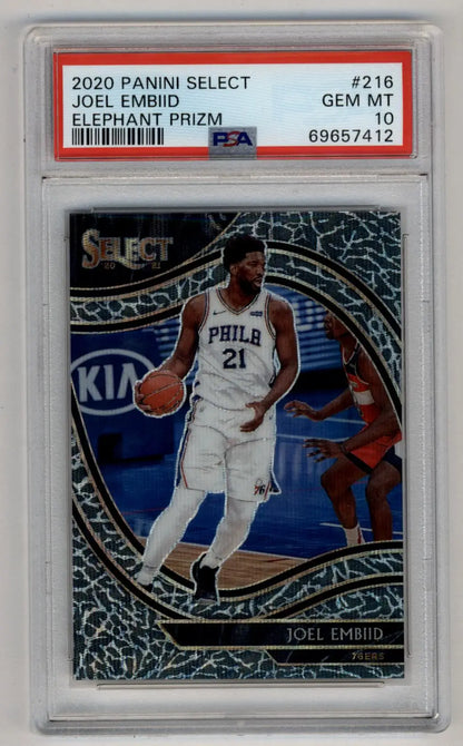 Joel Embiid 2020-21 Select Prizms Elephant basketball card PSA 10 Gem Mint