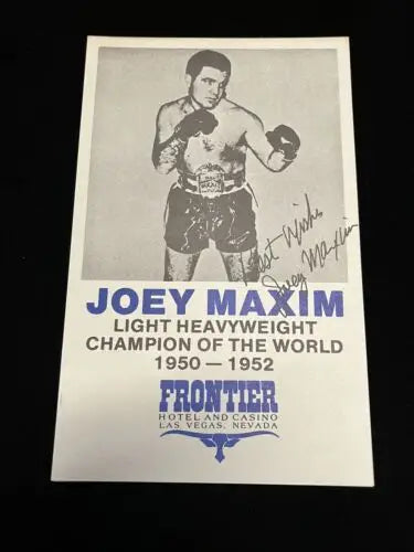 Joey Maxim Facsimile Signed Promo Card from 1950-52 Boxing in Las Vegas Trading Cards