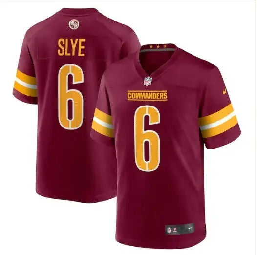 Maroon Washington Commanders Nike Game Player Jersey featuring SLYE and number 6