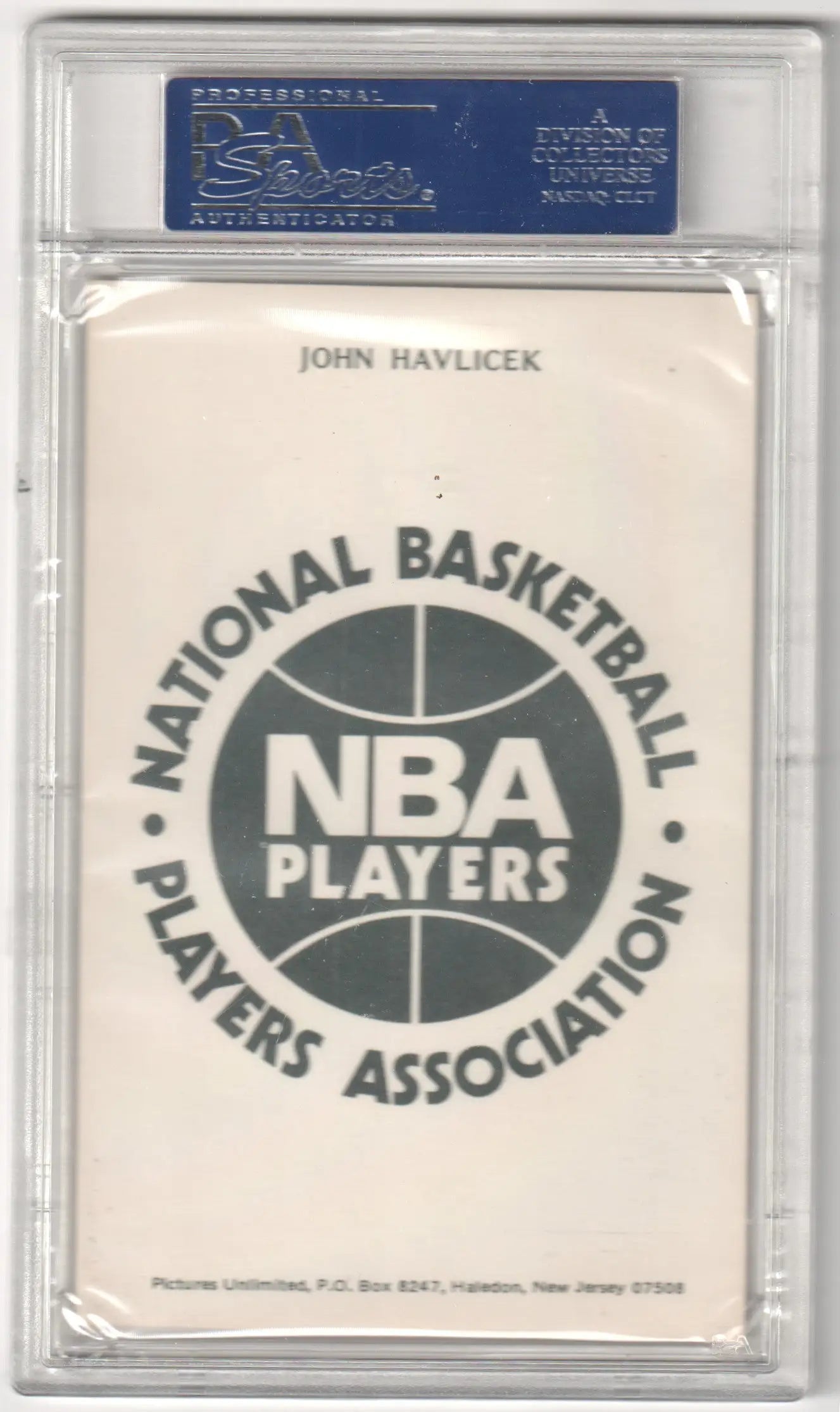 Encased John Havlicek NBA Players Association postcard from Columbia Hobby in excellent condition