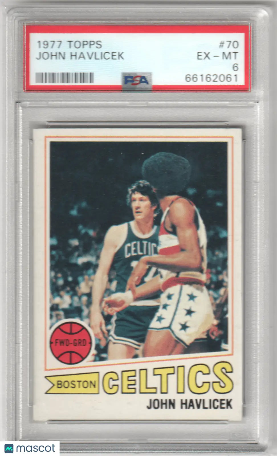 Graded 1977 Topps John Havlicek basketball card from Columbia Hobby, PSA 6 EX-MT