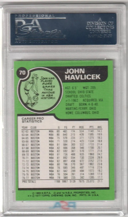 Graded John Havlicek basketball card from Columbia Hobby ebay store, perfect single card collectible
