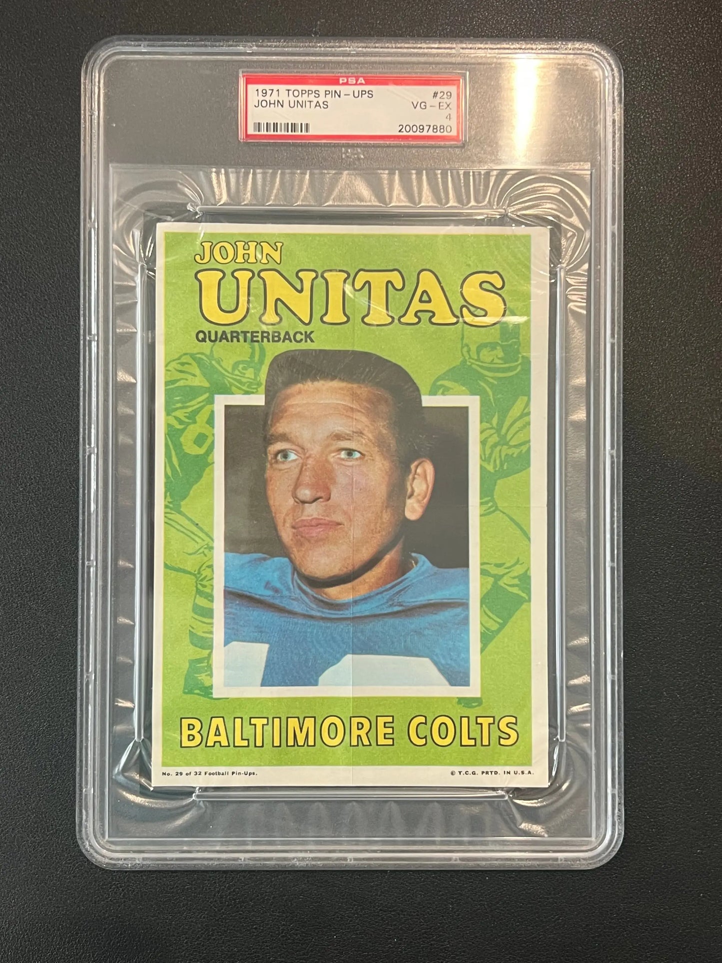 Graded JOHN JOHNNY UNITAS football card from TOPPS PIN-UPS collection at Columbia Hobby