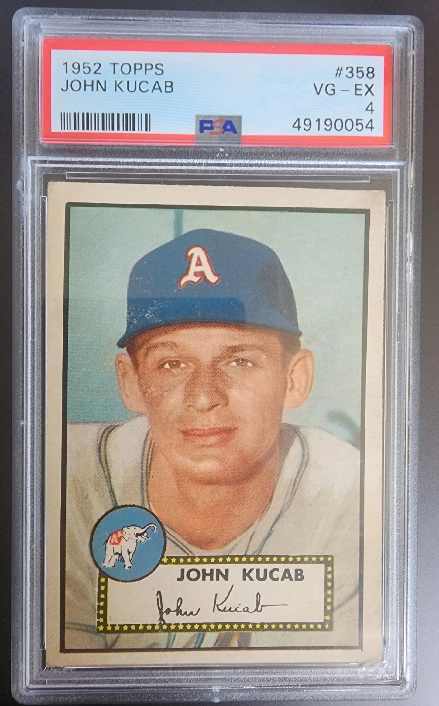 PSA-graded 1952 Topps Baseball Card of John Kucab, Philadelphia Athletics Player