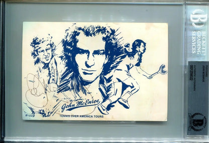 Framed John McEnroe autographed card from Tennis Over America Tours, BAS BGS authenticated