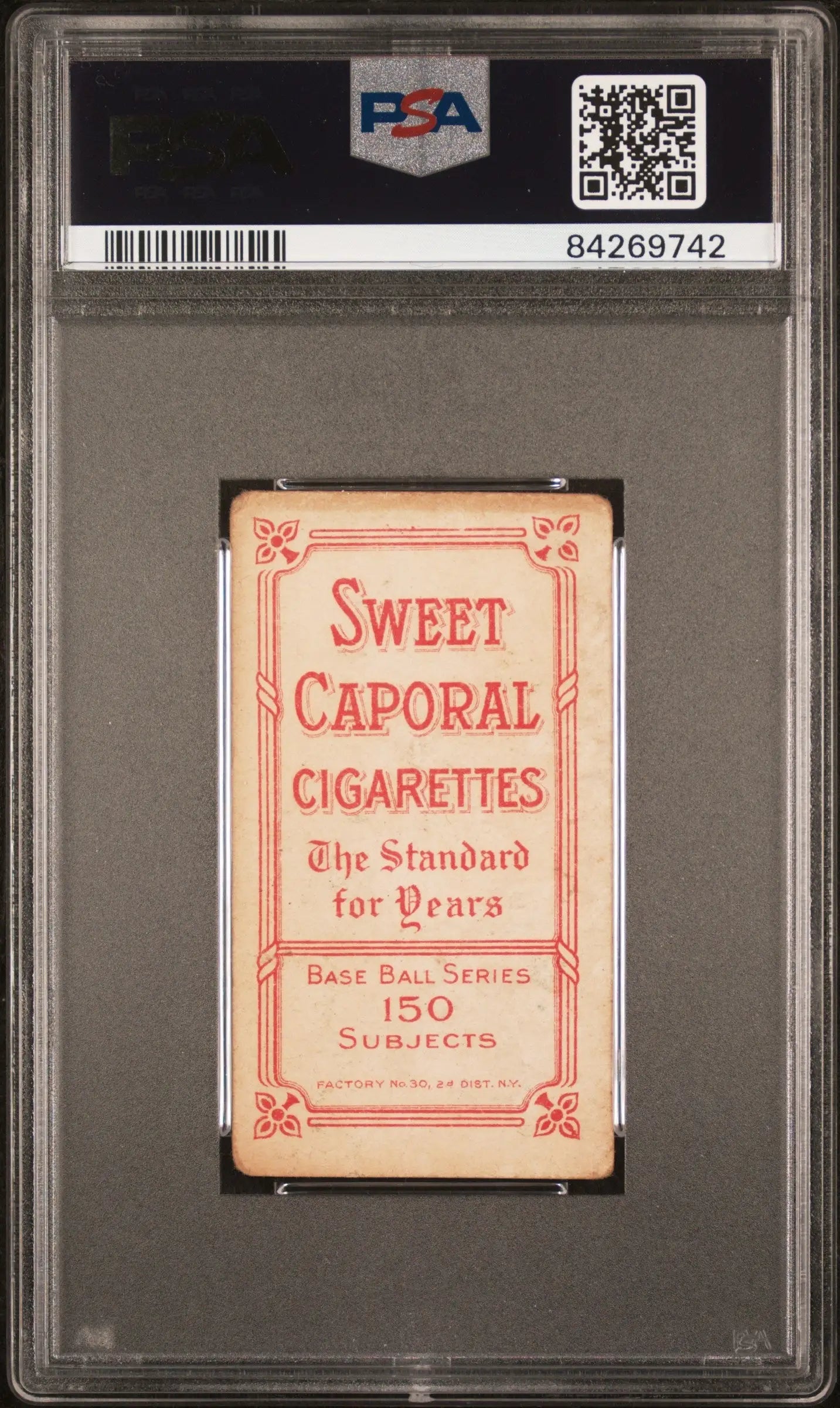 Vintage John McGraw T206 Sweet Caporal cigarette card in PSA 1.5 holder