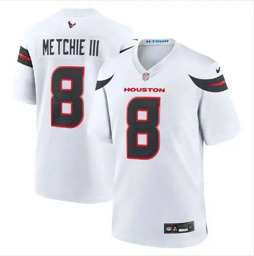 White John Metchie III Houston Texans Nike Alternate Game Jersey with black and red accents