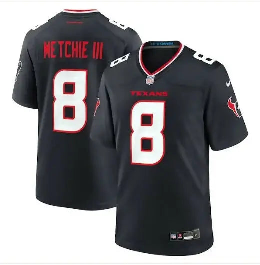 Dark gray Houston Texans John Metchie III Nike football jersey with number 8
