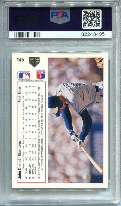 Graded John Olerud trading card from 1991 Upper Deck showcasing autographed excellence