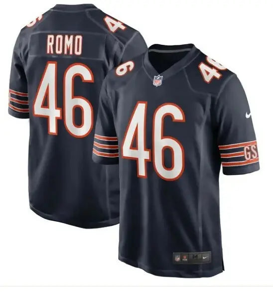 Dark blue John Parker Romo Chicago Bears Nike Game Jersey with number 46 and ROMO on back