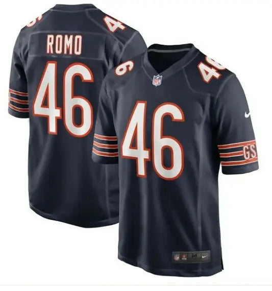 Dark blue John Parker Romo Chicago Bears Nike Game Jersey with number 46 and ROMO on back