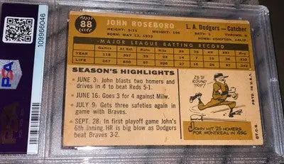 John Roseboro baseball card autographed 1960 Topps Card PSA 1 DNA 9 Dodgers