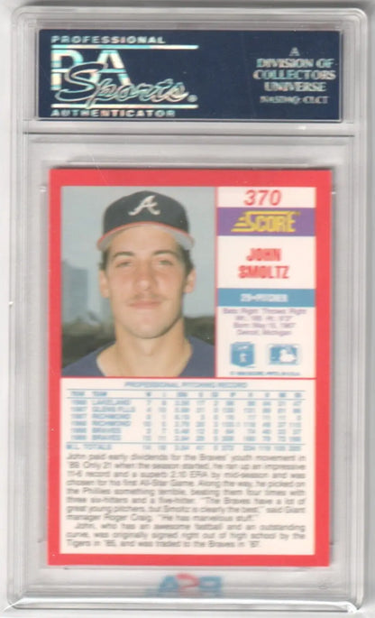 Graded John Smoltz baseball card from Columbia Hobby’s ebay store, mint PSA 9 rarity