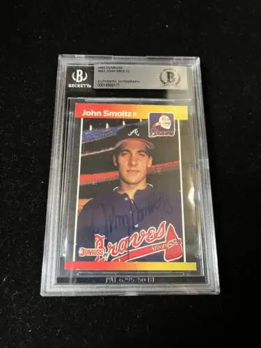 Graded John Smoltz HOF signed autograph 1989 Donruss rookie card for collectors