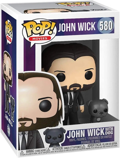 John Wick Dog Funko Pop vinyl figure #580 featuring John Wick in a black suit with dog