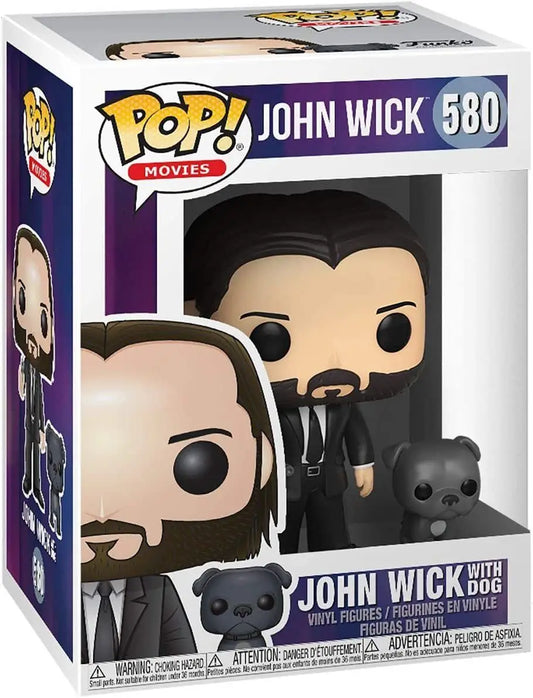 John Wick Dog Funko Pop vinyl figure #580 featuring John Wick in a black suit with dog