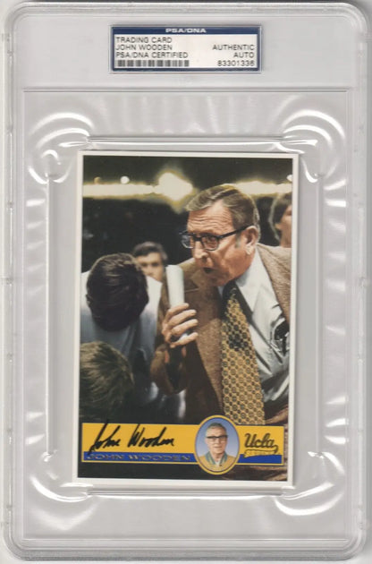 John Wooden autographed UCLA postcard PSA DNA certified authentic single card from Columbia Hobby