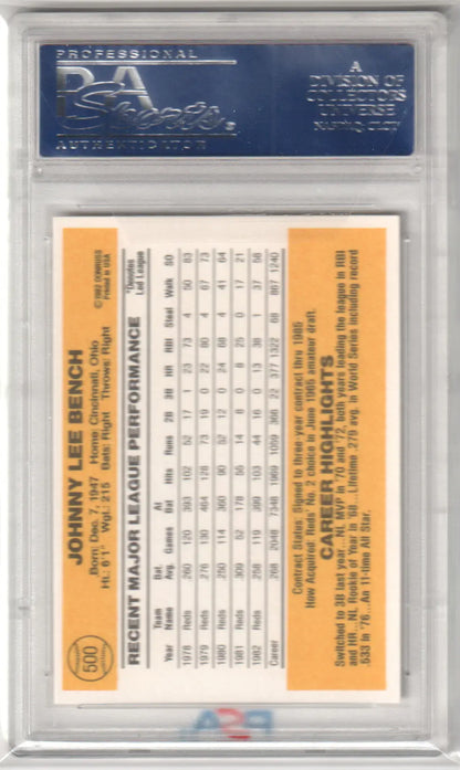 Graded Johnny Lee Bench baseball card from 1983 Donruss PSA 10 GEM MINT at Columbia Hobby