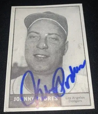 Signed Johnny Podres baseball card featuring Podres signed auto and JSA authentication