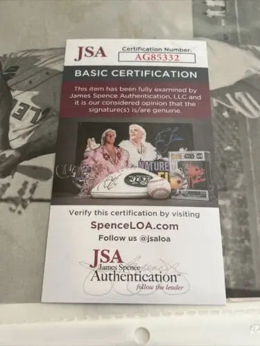 JSA authentication card for Johnny Sain signed 1948 baseball magazine cover page