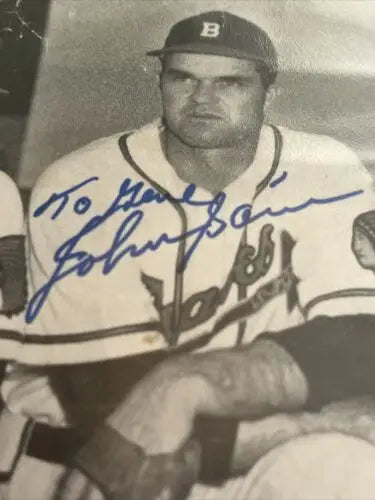Johnny Sain signed baseball magazine cover page featuring Boston Braves JSA authentication