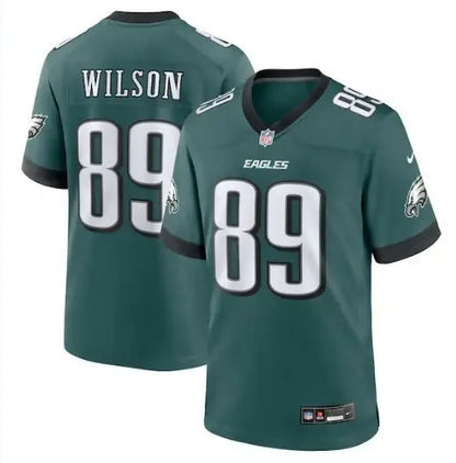 Dark green Johnny Wilson Eagles Nike game jersey with number 89 and WILSON on back