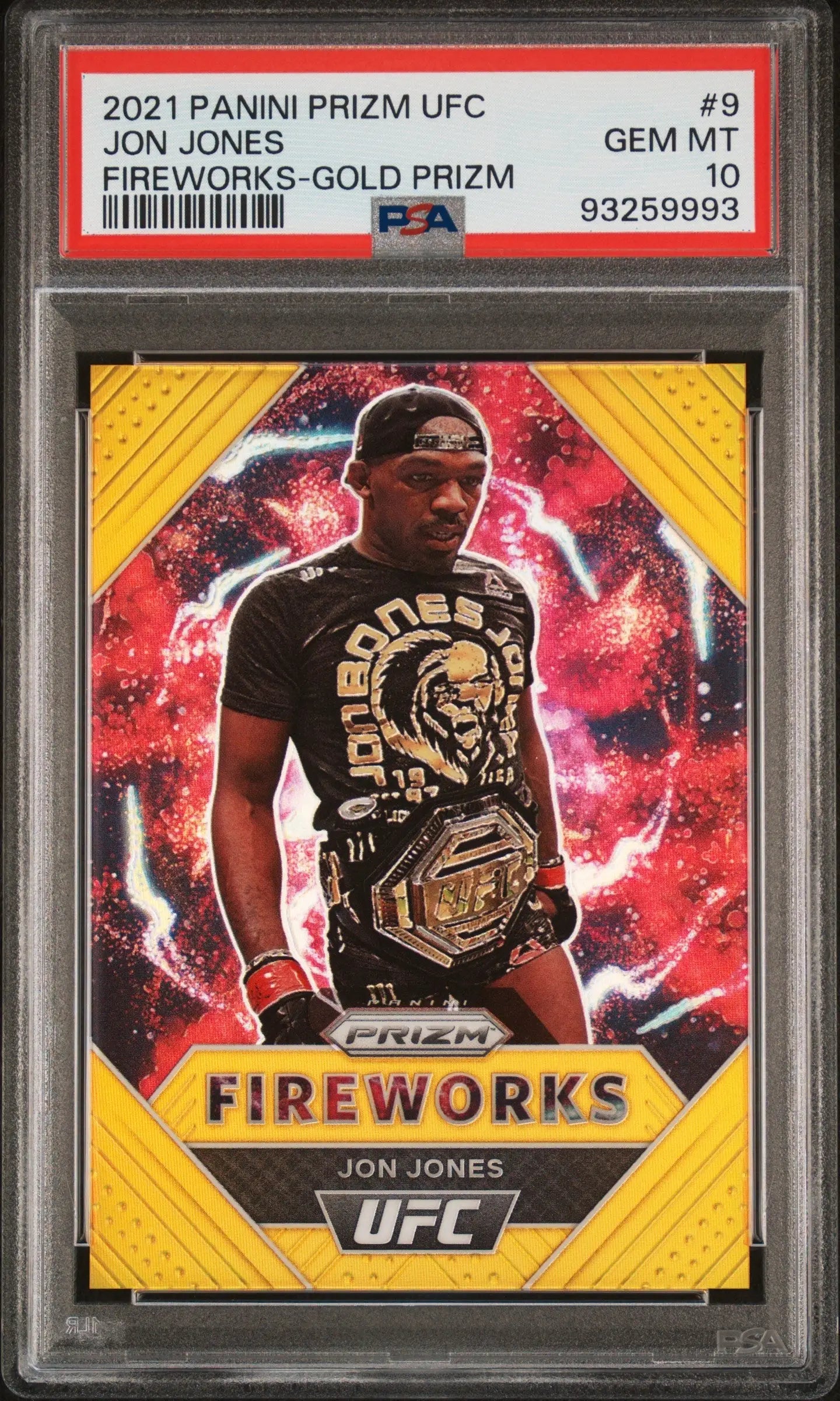 Jon Jones 2021 Panini Prizm UFC Fireworks Gold #10/10 PSA 10 Gem Mint - Singles