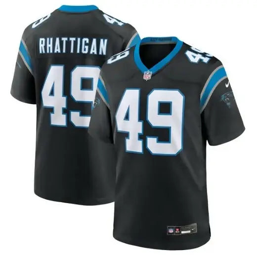 Black and blue Jon Rhattigan Carolina Panthers Nike Game Jersey with number 49