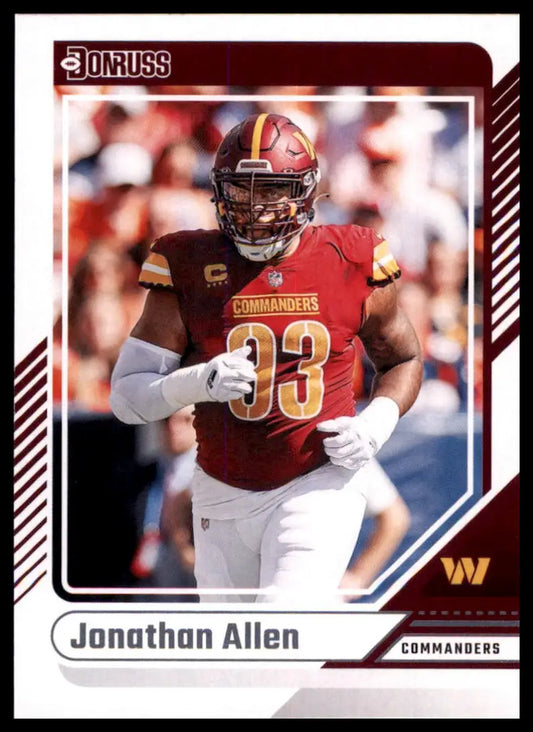Jonathan Allen football card from 2024 Donruss Washington Commanders collection