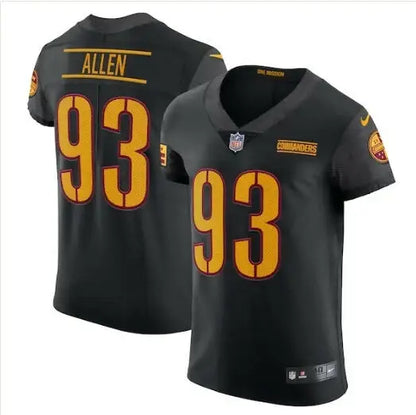 Black Jonathan Allen Washington Commanders Nike Alternate Vapor Elite Jersey with ALLEN 93 gold lettering