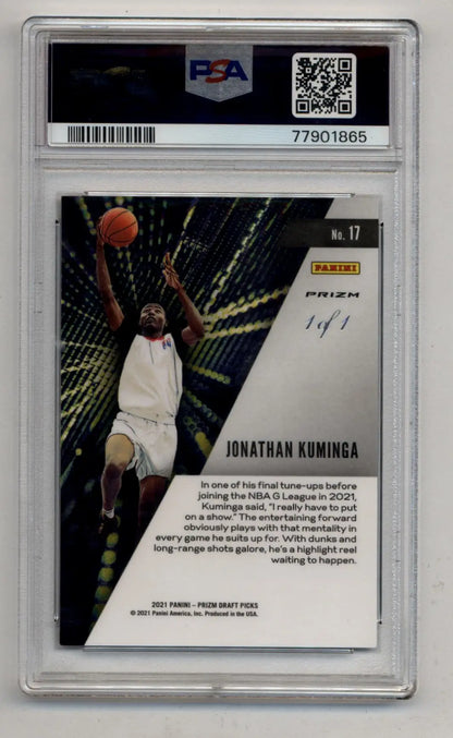 Graded Jonathan Kuminga 1/1 Prizm Draft Picks Instant Impact basketball card PSA 9
