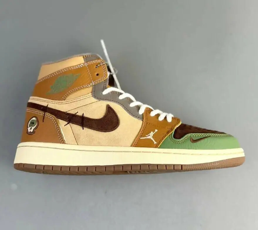 Jordan 1 High Zion Williamson Voodoo athletic shoe with multi-colored panels, Nike swoosh, and Jumpman logo for fast shipping