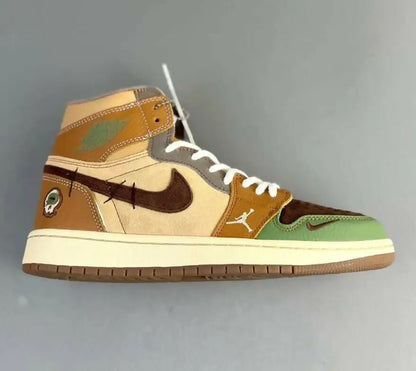 Jordan 1 High Zion Williamson Voodoo athletic shoe with multi-colored panels, Nike swoosh, and Jumpman logo for fast shipping
