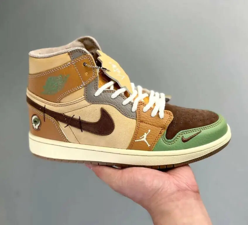 Jordan 1 High Zion Williamson Voodoo sneaker with multi-colored upper, fast shipping available