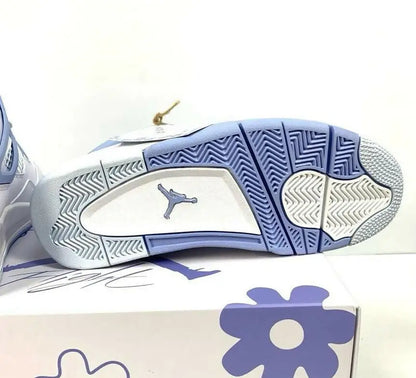 Sole of light blue and white Air Jordan sneaker Jordan 4 Forget Me Not with fast shipping