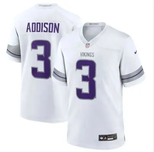 White Minnesota Vikings Nike Alternate Game Jersey with Jordan Addison 3 name and number