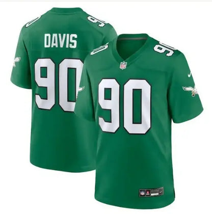 Green Jordan Davis Philadelphia Eagles Nike Alternate Game Jersey with number 90 and DAVIS on back