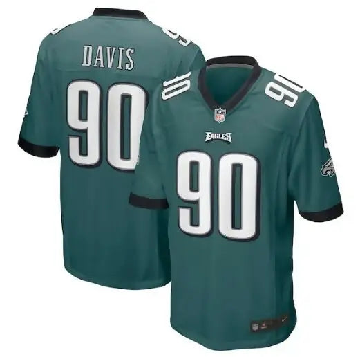 Green Jordan Davis Philadelphia Eagles Nike game jersey with DAVIS on back