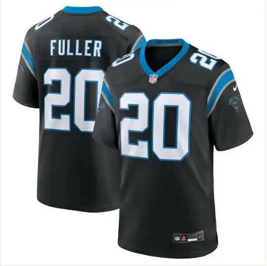 Black Jordan Fuller Carolina Panthers Nike Game Jersey displayed in product listing